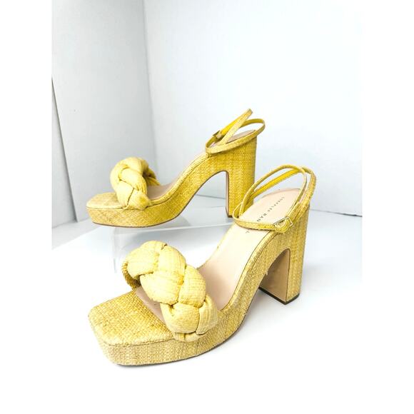 Loeffler Randall Fae Natural Raffia Platform Heel Sandals Sz 11 Woven Espadrille - Picture 4 of 9